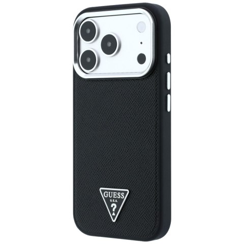 Etui Guess Grained Triangle Logo MagSafe do iPhone 18 Pro / 17 Pro czarny