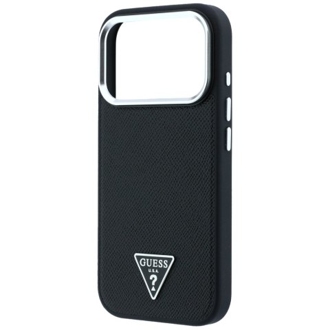 Etui Guess Grained Triangle Logo MagSafe do iPhone 18 Pro / 17 Pro czarny