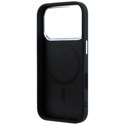 Etui Guess Grained Triangle Logo MagSafe do iPhone 18 Pro / 17 Pro czarny