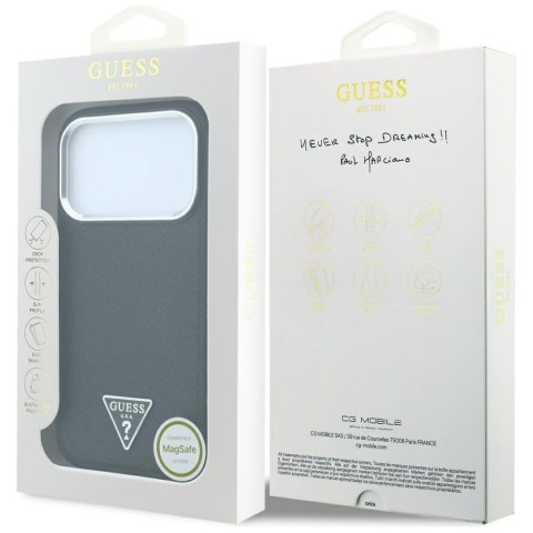 Etui Guess Grained Triangle Logo MagSafe do iPhone 18 Pro / 17 Pro czarny
