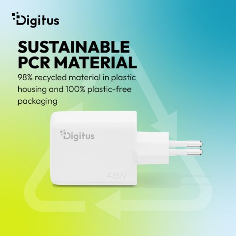 Digitus Ładowarka GaN 45W USB-C + USB-A DA-10302 biała