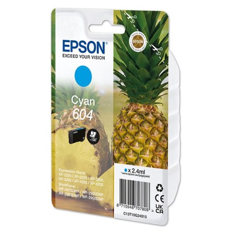 Epson oryginalny ink / tusz C13T10G24010, T10G240, 604, cyan, 2.4ml, Epson XP-2200, XP-3200, XP-4200, WF-2930DWF, WF-2950DWF