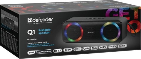 GŁOŚNIK DEFENDER BEATBOX 20 BLUETOOTH 20W LIGHT/BT/MIC/FM/USB/TF
