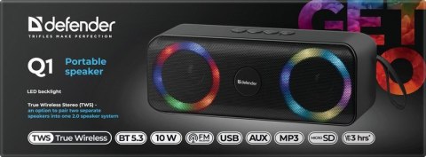 GŁOŚNIK DEFENDER BEATBOX 20 BLUETOOTH 20W LIGHT/BT/MIC/FM/USB/TF