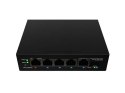 Lanberg ILFE-4P-1GE-1S-90 przełącznik sieciowy Nie zarządzany Fast Ethernet (10/100) Obsługa PoE 1U Czarny