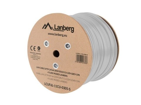 LANBERG KABEL UFTP KAT. 6A 305M DRUT CU LSZH SZARY CPR+FLUKE PASSED