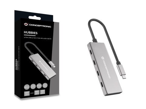 Conceptronic HUBBIES16G huby i koncentratory USB 3.2 Gen 2 (3.1 Gen 2) Type-C 10000 Mbit/s Szary