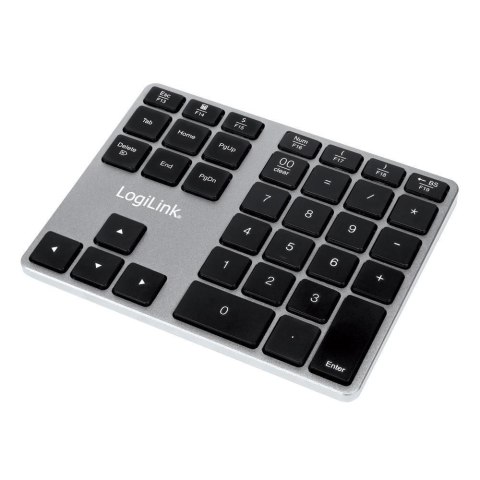 LogiLink ID0187 klawiatura numeryczna Uniwersalne Bluetooth Aluminium, Czarny