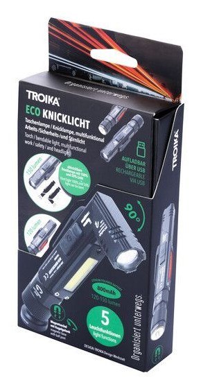 TROIKA ECO KNICKLICHT Czarny Hand flashlight + Headband flashlight COB LED