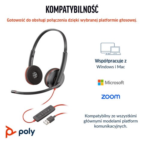 Poly Blackwire 3220 Stereo USB-C Headset +USB-C/A Adapter (Bulk)