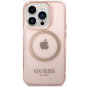 Guess GUHMP14XHTCMP iPhone 14 Pro Max 6,7" różowy/pink hard case Gold Outline Translucent MagSafe