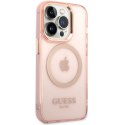 Guess GUHMP14XHTCMP iPhone 14 Pro Max 6,7" różowy/pink hard case Gold Outline Translucent MagSafe