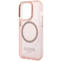 Guess GUHMP14XHTCMP iPhone 14 Pro Max 6,7" różowy/pink hard case Gold Outline Translucent MagSafe