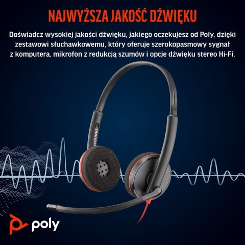 Poly Blackwire 3220 Stereo USB-C Headset +USB-C/A Adapter