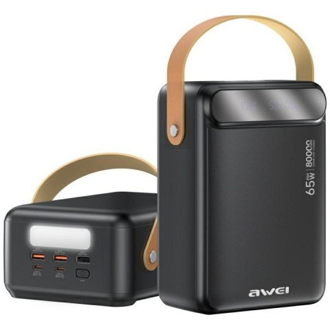 PowerBank AWEI PA-83 80000mAh 65W 3xUSB-A/2XUSB-C czarny