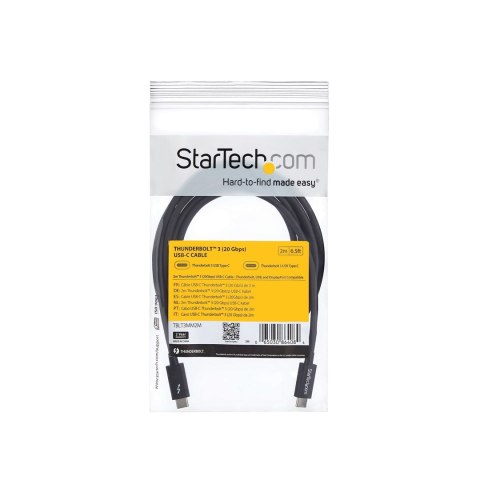 StarTech.com TBLT3MM2M kabel Thunderbolt 2 m 20 Gbit/s Czarny