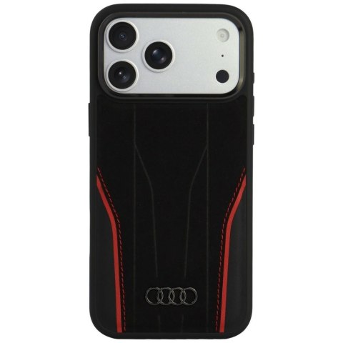 Etui Audi R8 Genuine Leather MagSafe do iPhone 18 Pro Max / 17 Pro Max czarno-czerwony