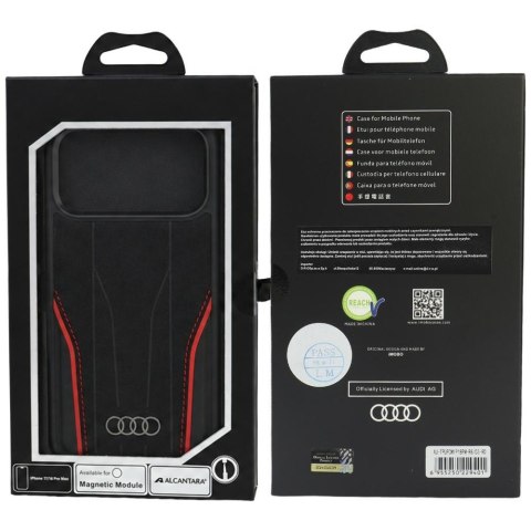 Etui Audi R8 Genuine Leather MagSafe do iPhone 18 Pro Max / 17 Pro Max czarno-czerwony