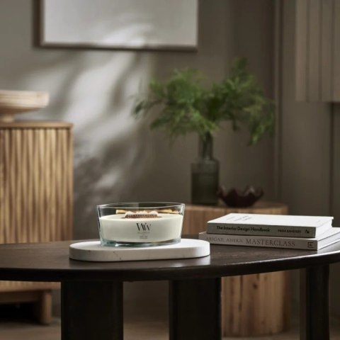 Świeca elipsa WHITE TEAK WOODWICK