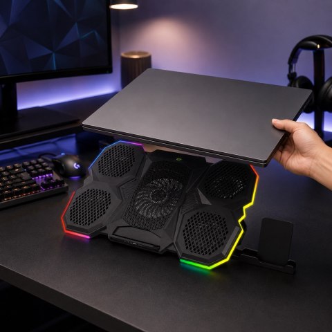 ESPERANZA PODSTAWKA CHŁODZĄCA GAMING Z PODSTAWKĄ NA TELEFON LED RGB BREVA EGC107