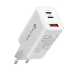 Ładowarka USB/USB-C QC4+ 65W technologia GaN Biała