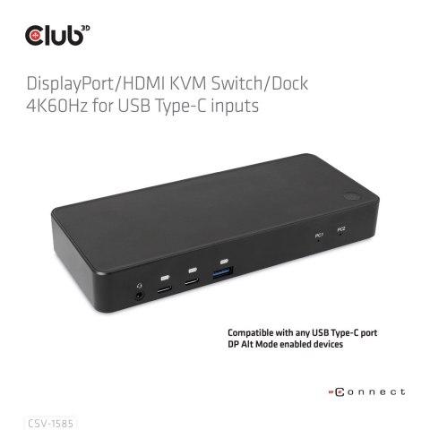 CLUB3D CSV-1585 przełącznik KVM Czarny