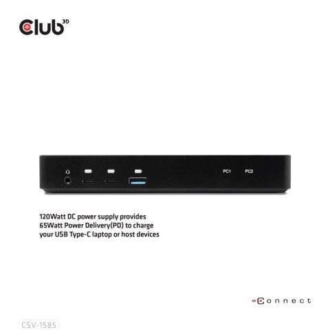 CLUB3D CSV-1585 przełącznik KVM Czarny