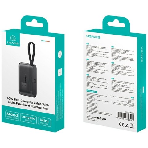 Kabel USAMS SJ822 U114 60W Fast Charging Multi-Functional Storage Box czarny