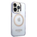 Guess GUHMP14LHTCMU iPhone 14 Pro 6.1" purpurowy/purple hard case Gold Outline Translucent MagSafe