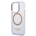 Guess GUHMP14LHTCMU iPhone 14 Pro 6.1" purpurowy/purple hard case Gold Outline Translucent MagSafe