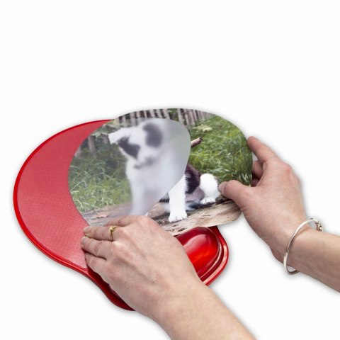 Podkładka pod mysz, ergonomiczna żelowa, czerwona, Logo, możliwość włożenia zdjęcia