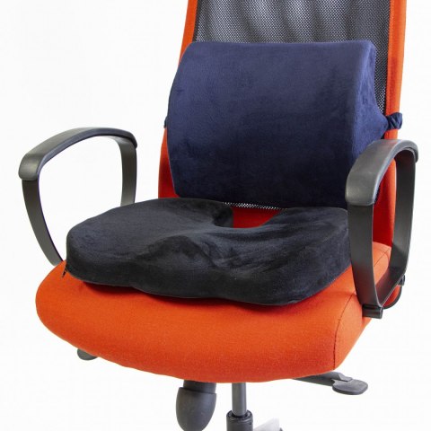 Podparcie lędźwiowe, uniwersalny, ergonomiczna, niebieska, pianka z efektem pamięci