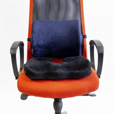 Podparcie lędźwiowe, uniwersalny, ergonomiczna, niebieska, pianka z efektem pamięci