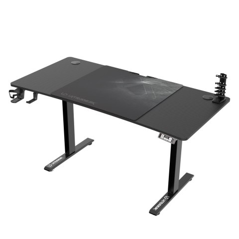 ULTRADESK Biurko dla gracza LEVEL V2, 140x68cm, 72-117cm, elektycznie regulowany, z podkładką pod mysz XXL, uchwyt na słuchawki 