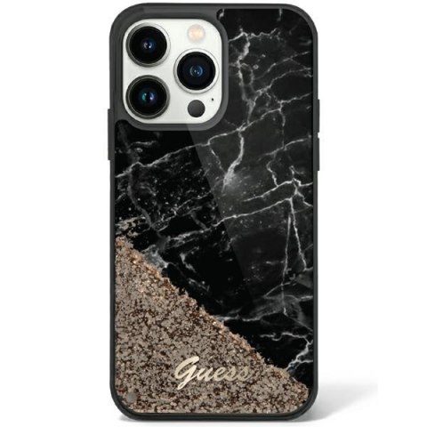 Guess GUHCP14LLCSGSGK iPhone 14 Pro 6.1" czarny/black hardcase Liquid Glitter Marble