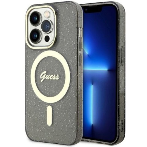 Guess GUHMP14LHCMCGK iPhone 14 Pro 6.1" czarny/black hardcase Glitter Gold MagSafe