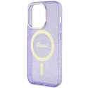 Guess GUHMP14LHCMCGU iPhone 14 Pro 6.1" purpurowy/purple hardcase Glitter Gold MagSafe