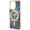 Guess GUHMP14LHLEOPWB iPhone 14 Pro 6.1" niebieski/blue hardcase Leopard MagSafe