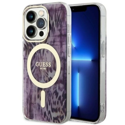 Guess GUHMP14LHLEOPWP iPhone 14 Pro 6.1" różowy/pink hardcase Leopard MagSafe