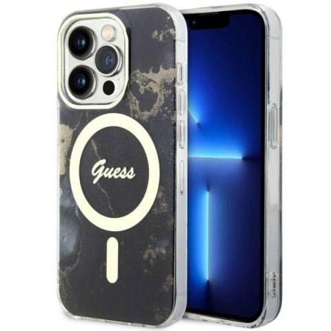 Guess GUHMP14LHTMRSK iPhone 14 Pro 6.1" czarny/black hardcase Golden Marble MagSafe