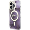 Guess GUHMP14LHTMRSU iPhone 14 Pro 6.1" purpurowy/purple hardcase Golden Marble MagSafe