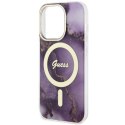 Guess GUHMP14LHTMRSU iPhone 14 Pro 6.1" purpurowy/purple hardcase Golden Marble MagSafe