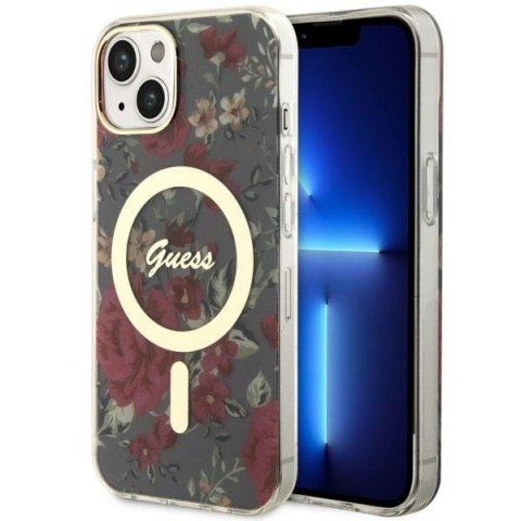 Guess GUHMP14MHCFWSA iPhone 14 Plus 6.7" zielony/khaki hardcase Flower MagSafe