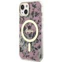 Guess GUHMP14MHCFWSP iPhone 14 Plus 6.7" różowy/pink hardcase Flower MagSafe