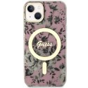 Guess GUHMP14MHCFWSP iPhone 14 Plus 6.7" różowy/pink hardcase Flower MagSafe