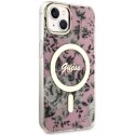 Guess GUHMP14MHCFWSP iPhone 14 Plus 6.7" różowy/pink hardcase Flower MagSafe