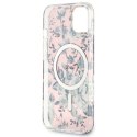 Guess GUHMP14MHCFWSP iPhone 14 Plus 6.7" różowy/pink hardcase Flower MagSafe