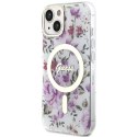 Guess GUHMP14MHCFWST iPhone 14 Plus 6.7" transparent hardcase Flower MagSafe