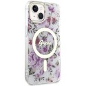 Guess GUHMP14MHCFWST iPhone 14 Plus 6.7" transparent hardcase Flower MagSafe