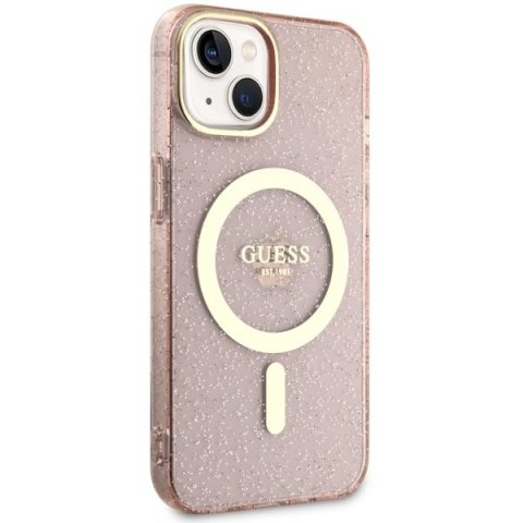 Guess GUHMP14MHCMCGP iPhone 14 Plus 6.7" różowy/pink hardcase Glitter Gold MagSafe
